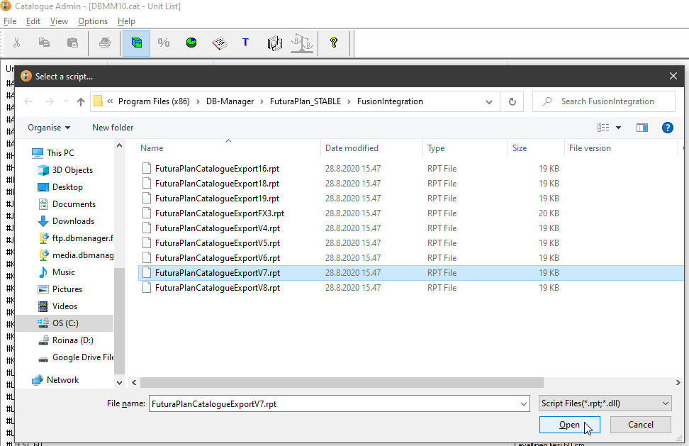 FuturaPlan ERP > Fusion-luettelon integrointi > Select a script... 2020-08-31 13.54.35.png